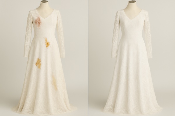 cake stains removed from wedding dress with new image drycleaners
